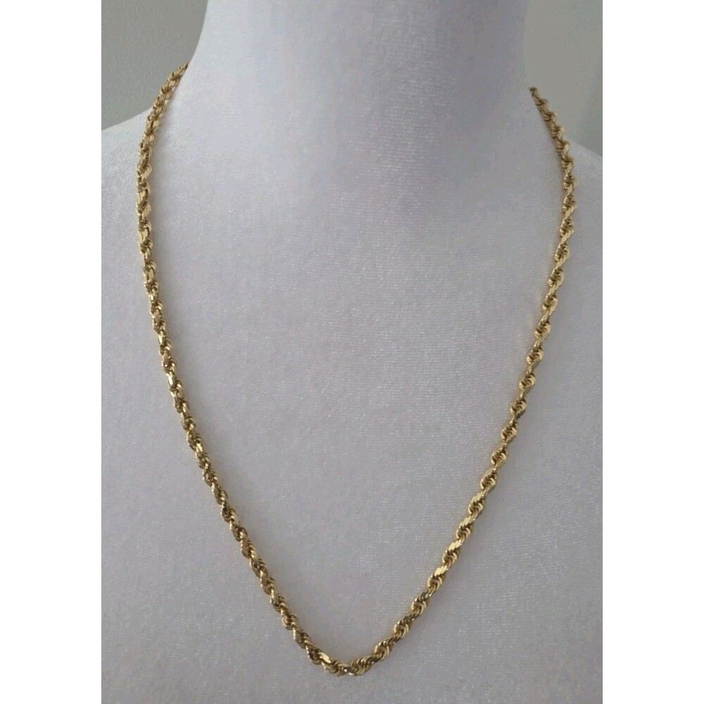 14k Yellow Gold Solid Diamond Cut Rope Link Chain Necklace 24" 5 mm 32 Grams